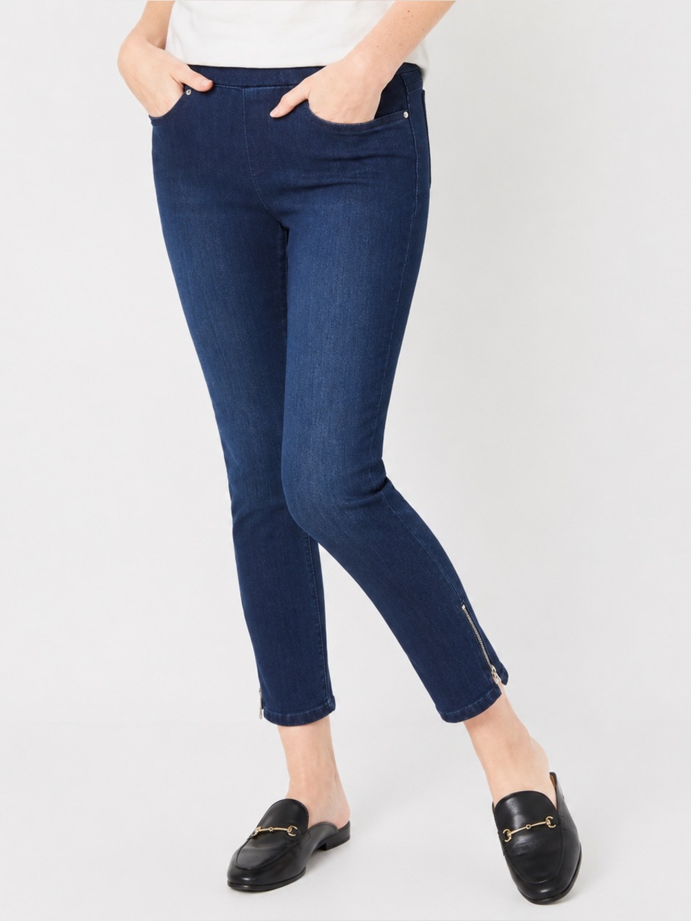Belle By Kim Gravel‎ Pull On Zipper Detail Cropped Jeans